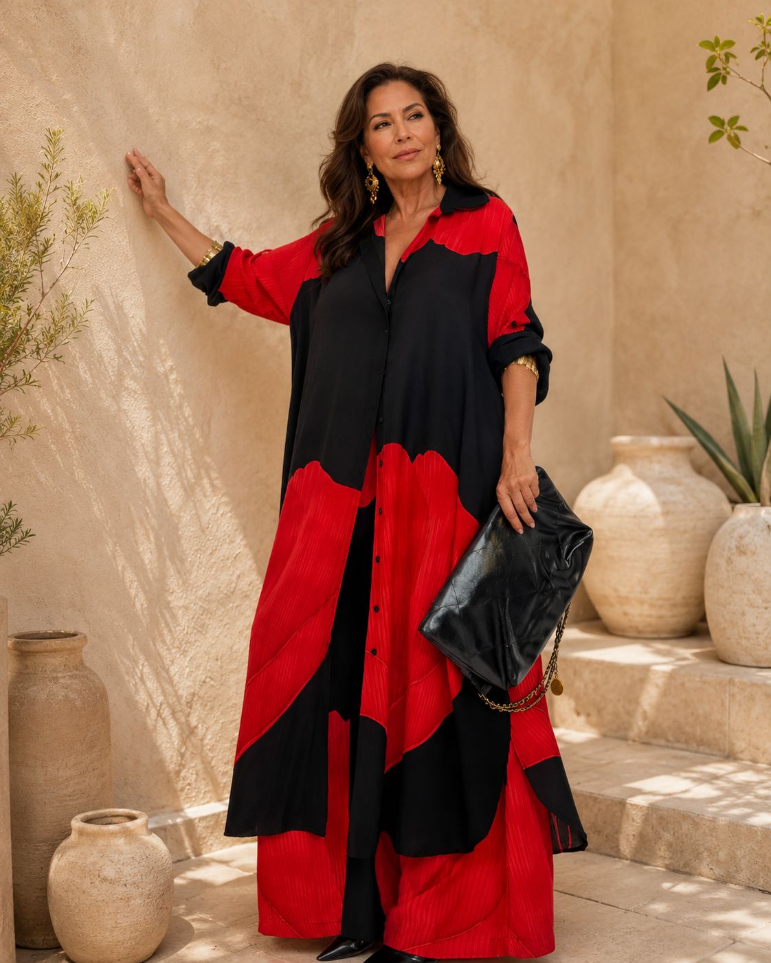 Elena | Conjunto Estampado de Blusa y Pantalón Ancho