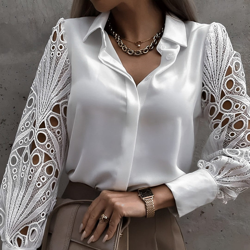 Laura | Camisa con Mangas de Encaje