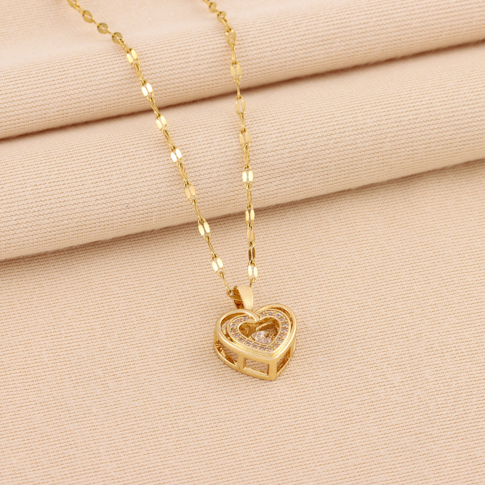 Amelie | Collar dorado de corazón doble capa