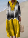 Aranza | Vestido Midi con Rayas en Zigzag