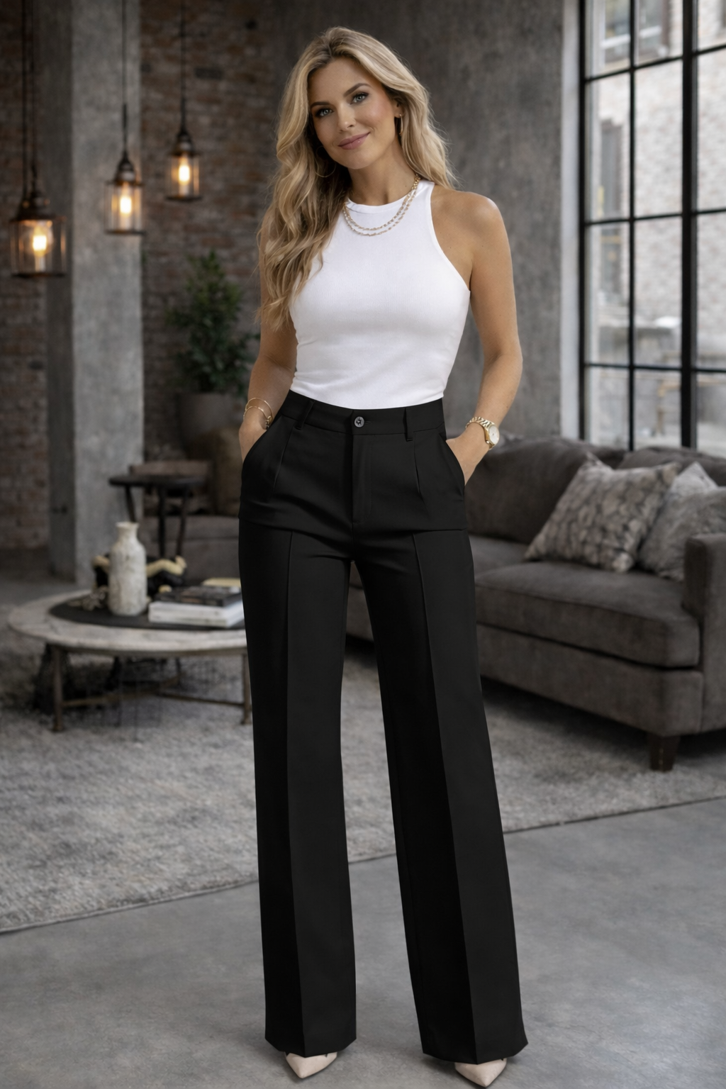 Pantalón Rosy de Tiro Alto