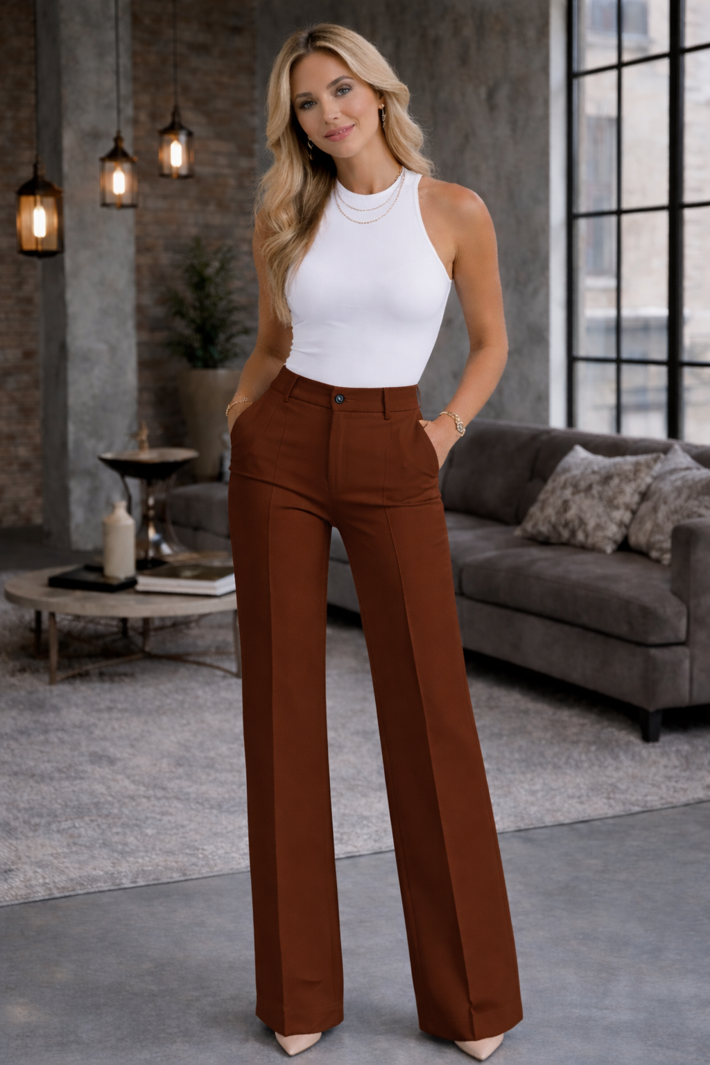 Pantalón Rosy de Tiro Alto