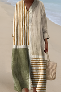 Itzel | Vestido Midi con Rayas y Bloques