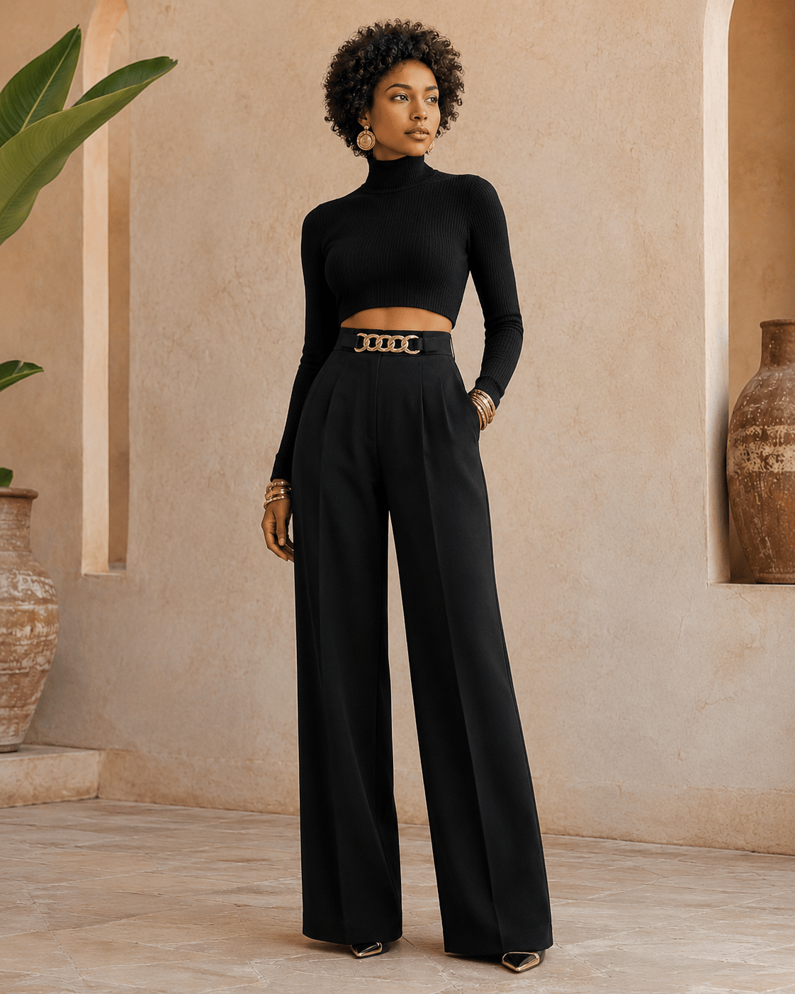 Noa | Pantalón negro elegante de tiro alto