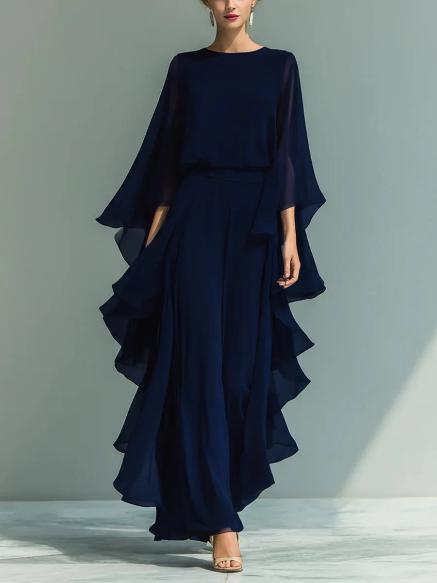 Marina Azul Marino | Conjunto Elegante de Gasa