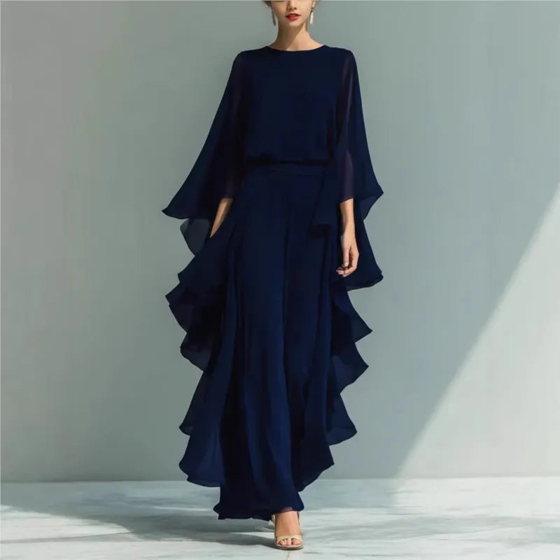 Marina Azul Marino | Conjunto Elegante de Gasa