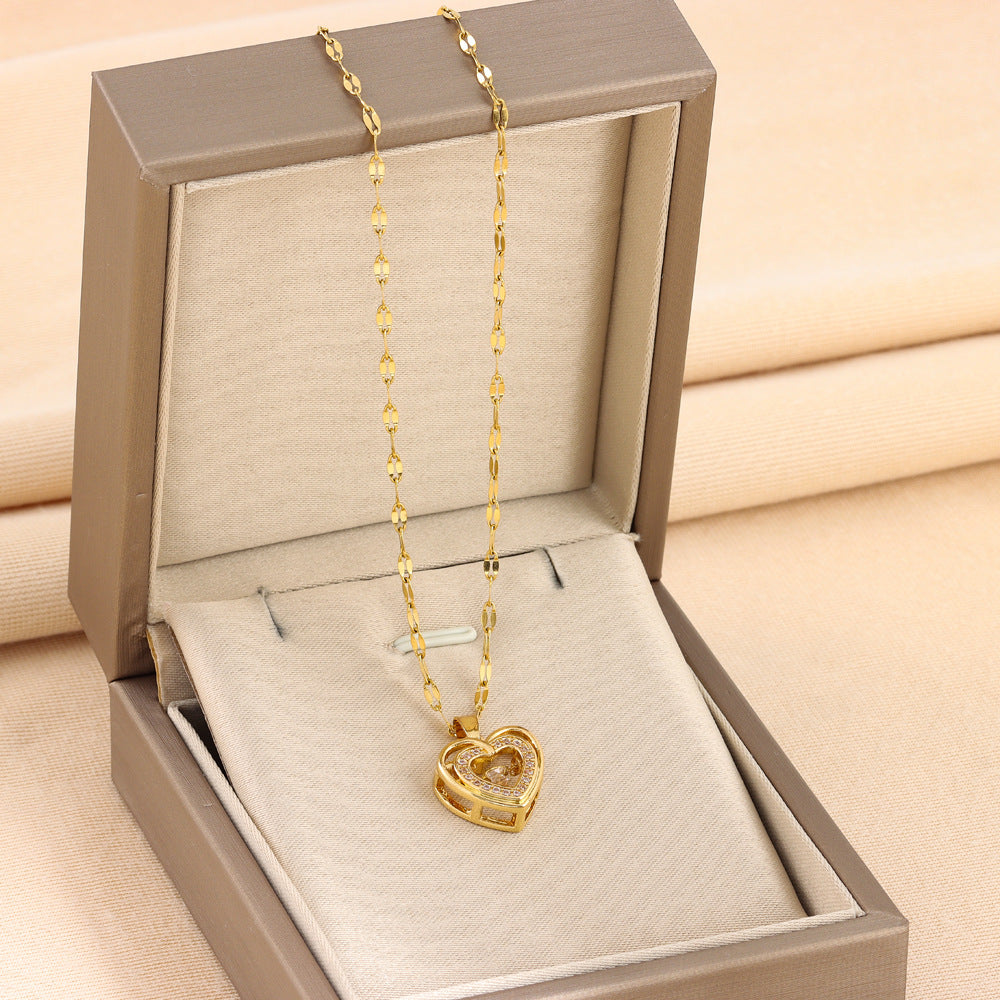 Amelie | Collar dorado de corazón doble capa