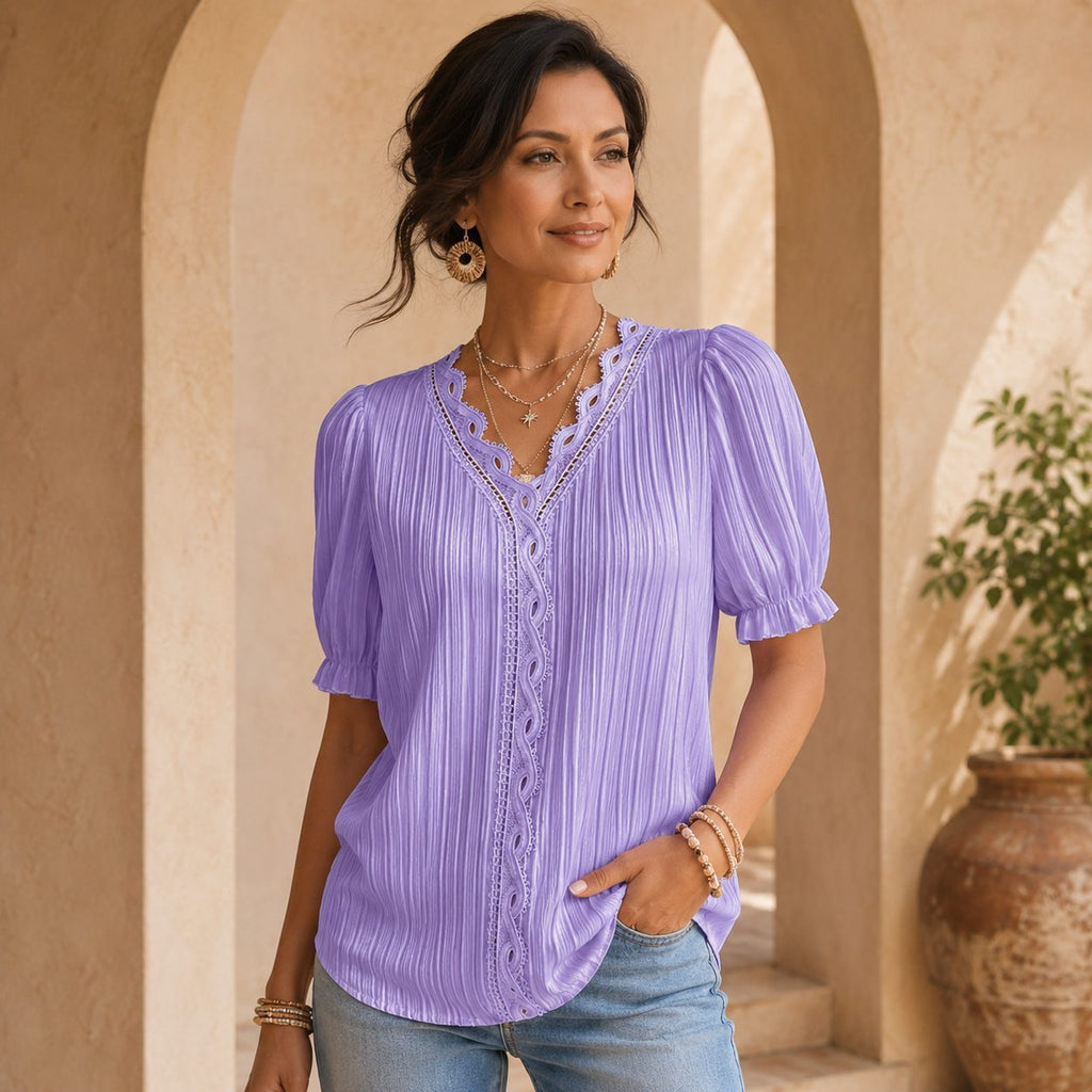 Alba | Blusa de Manga Corta con Botones