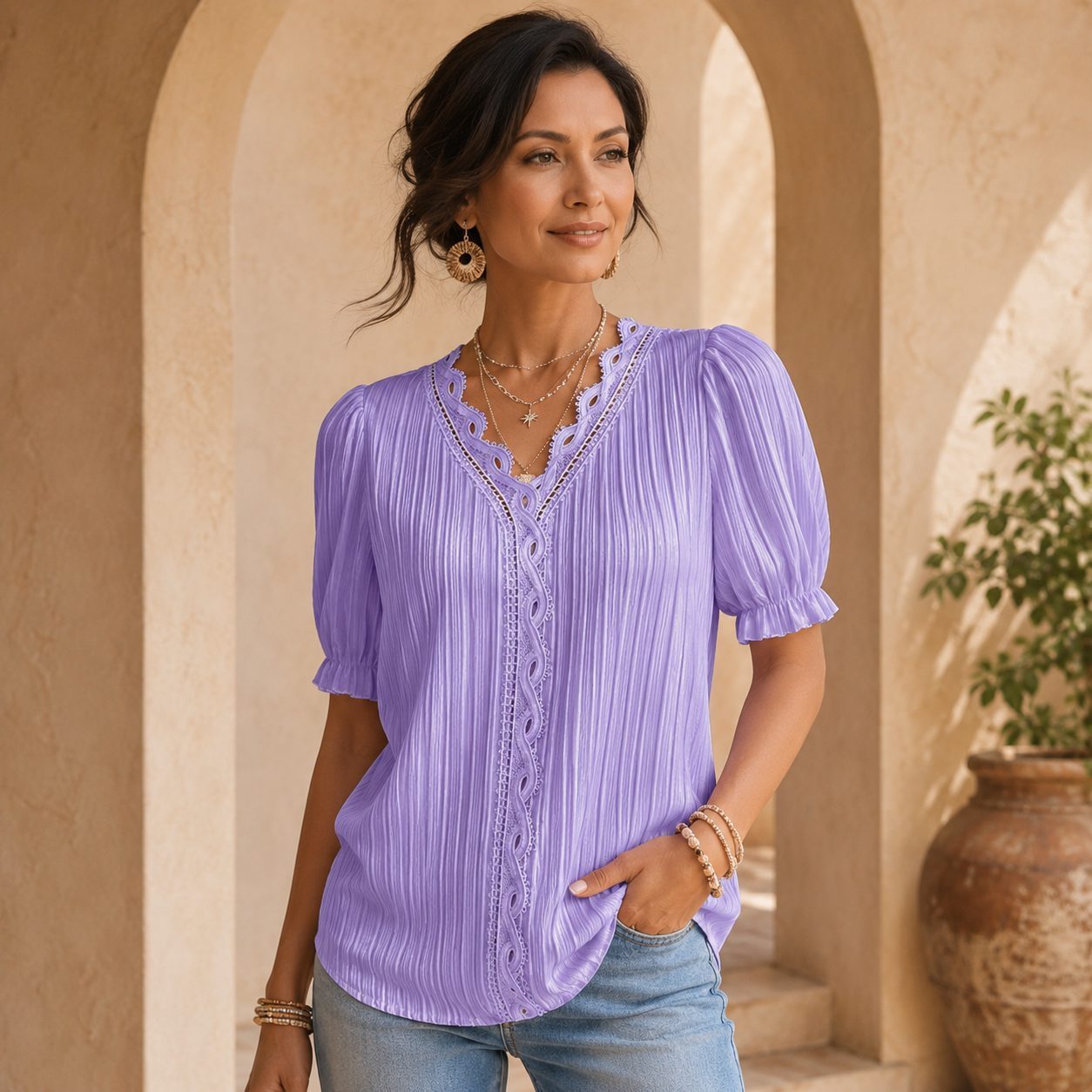 Alba | Blusa de Manga Corta con Botones