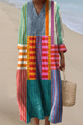 Abril | Vestido Midi Geométrico Multicolor