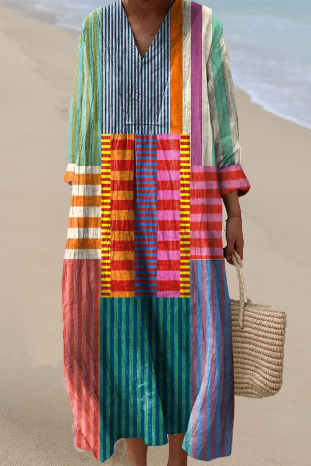 Abril | Vestido Midi Geométrico Multicolor