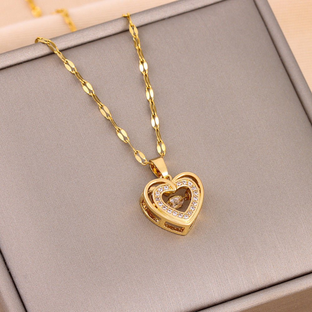 Amelie | Collar dorado de corazón doble capa