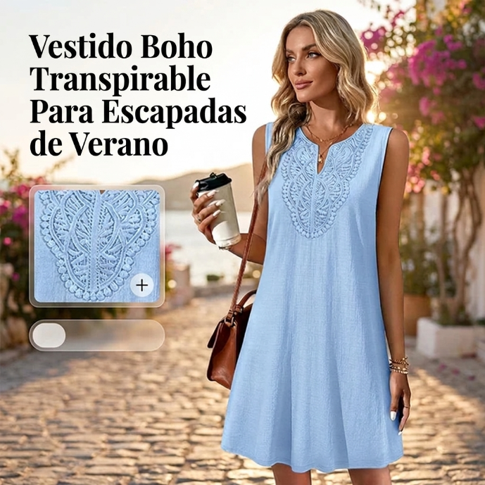 Marisol | Vestido Bordado de Algodón