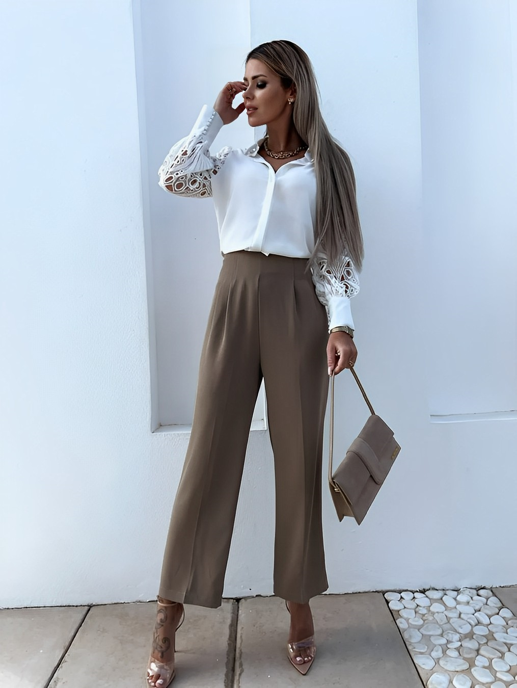 Laura | Camisa con Mangas de Encaje