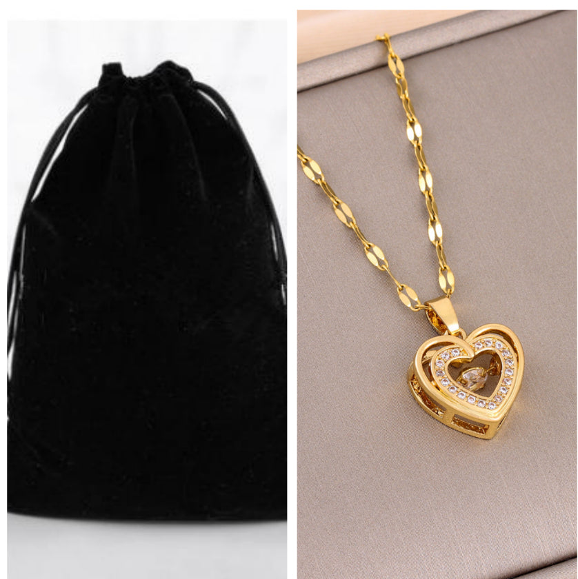 Amelie | Collar dorado de corazón doble capa