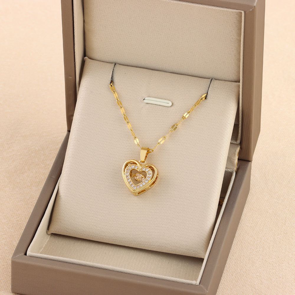 Amelie | Collar dorado de corazón doble capa