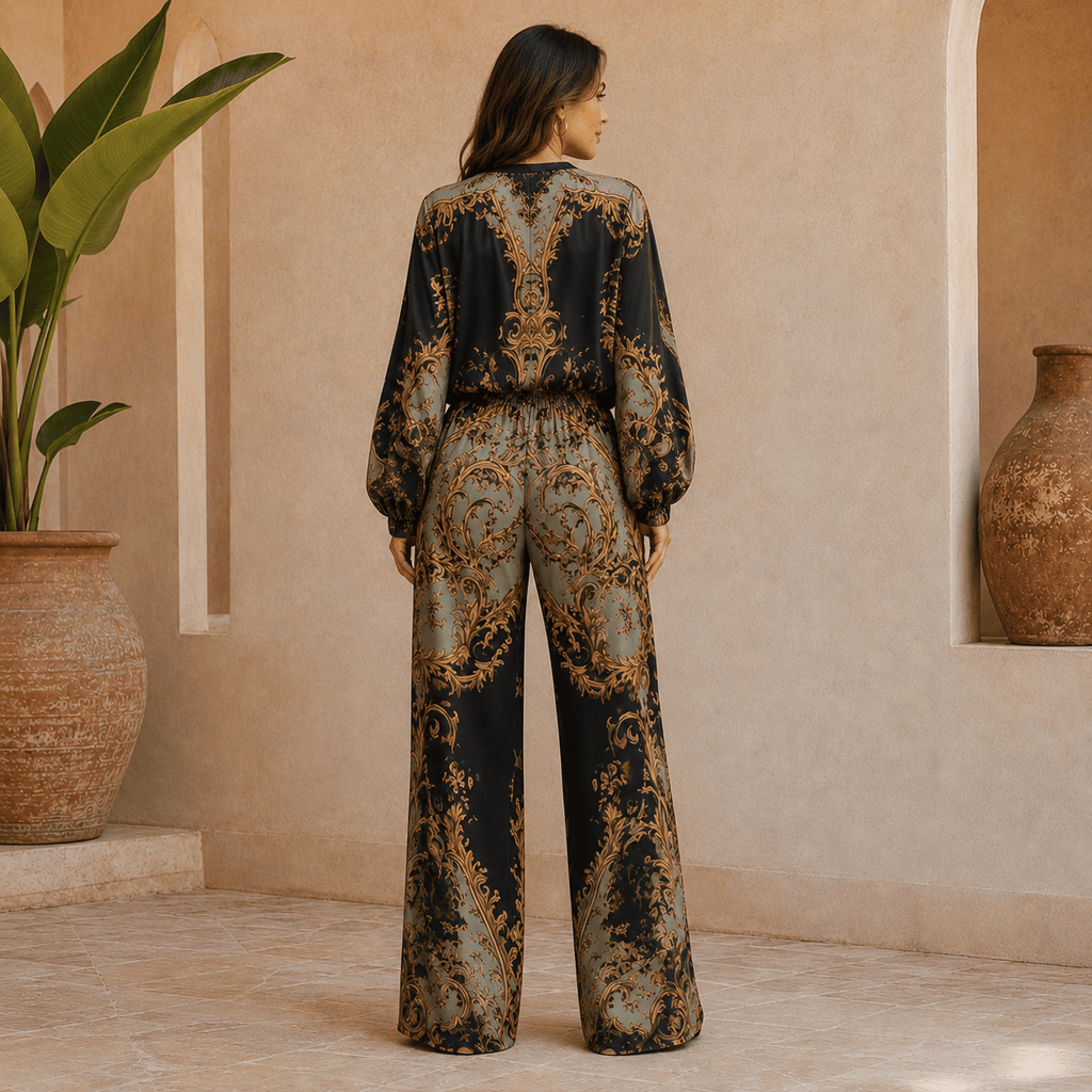 Isabel | Conjunto Estampado de Blusa y Pantalón