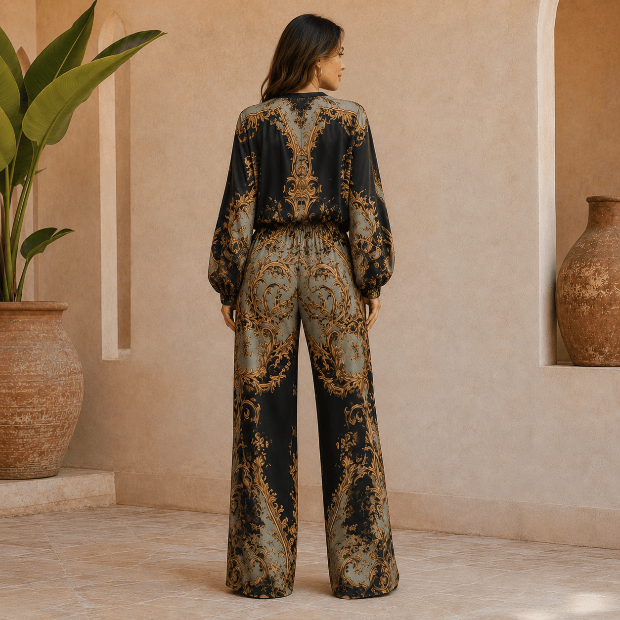 Isabel | Conjunto Estampado de Blusa y Pantalón