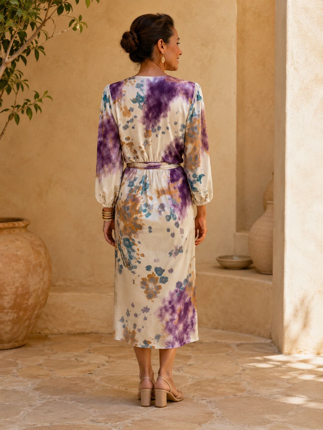 Celia | Vestido Midi Estampado con Nudo