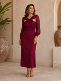 Inés | Vestido Midi con Nudo y Manga Larga