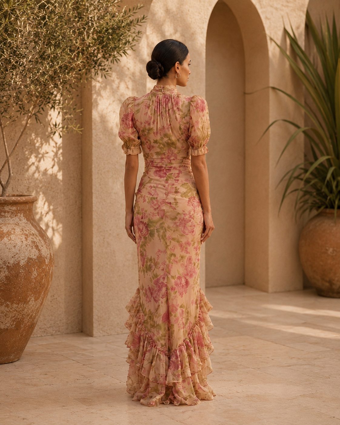 Diana | Vestido Midi Floral de Manga Corta
