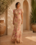 Diana | Vestido Midi Floral de Manga Corta
