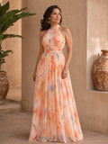 Daniela | Vestido Largo Estampado con Cuello Halter