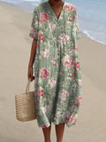 Renata | Vestido Midi Verde con Estampado Floral